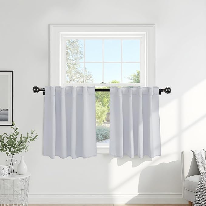 PONY DANCE White Curtains for Small Window Energy Efficiency Room Darkening by PONYDANCE