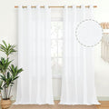 Extra Long White Linen Semi Sheer Curtains 95 inch Length by YoungsTex