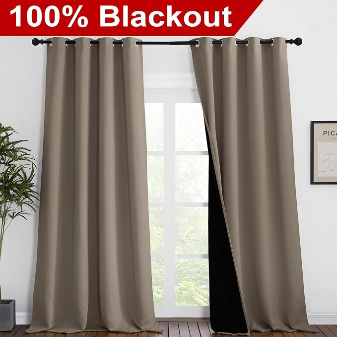 NICETOWN 100% Blackout Blinds, 52 inches x 120 inches, Laundry Room Decor - Image 2