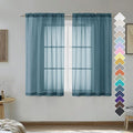OVZME Dusty Blue Sheer Curtains 45 Inches Long 2 Panels, Light Filtering Sheer by OVZME
