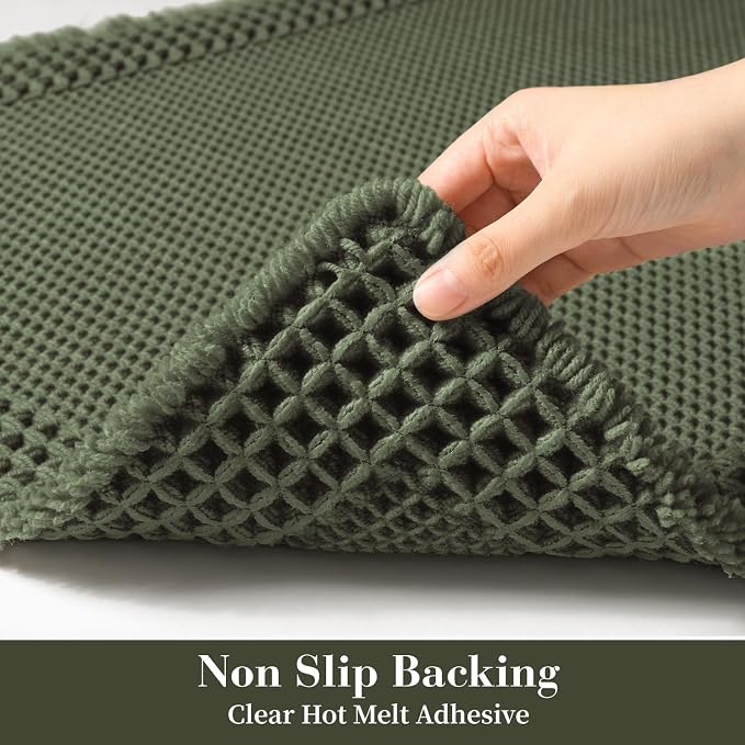 RESARE Waffle Bath Mat for Bathroom, Non Slip Bathroom Rugs 24"x36" Green | - Image 4