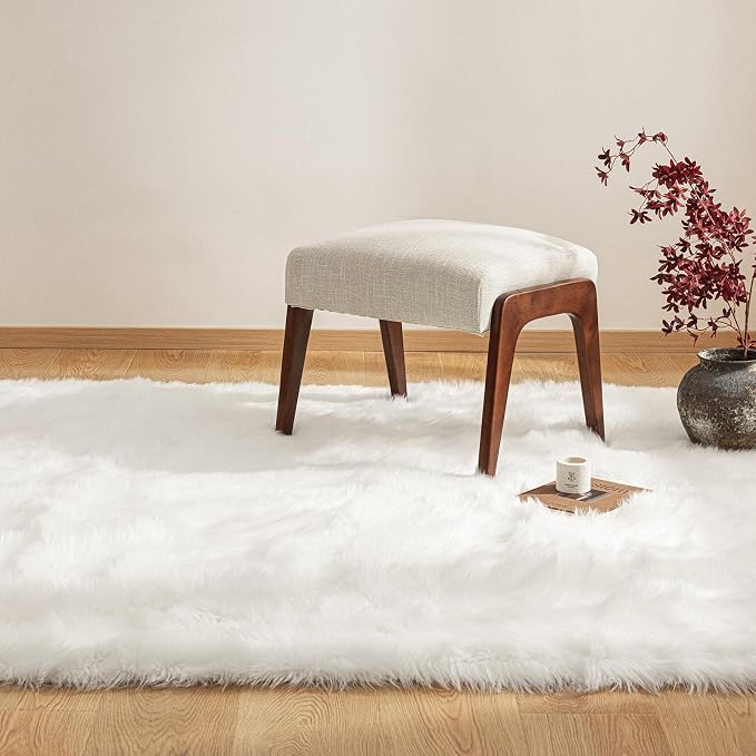 Ashler faux fur rug, Fluffy Shaggy Area Rug Ultra Soft 3 x 5 Feet Rectangle Fur - Image 4