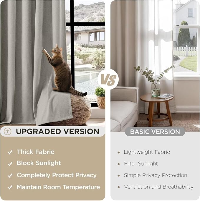 Joydeco Greyish White Pinch Pleated Thick Linen Curtains 84 Inch Long 2 Panel - Image 4