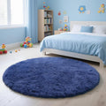 yulidayang Blue Fluffy Round Area Rugs by yulidayang