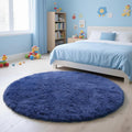 yulidayang Blue Fluffy Round Area Rugs by yulidayang