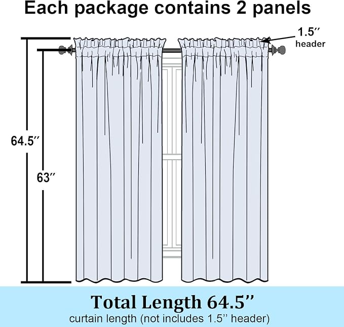 Simplebrand Cream Sheer Curtains 63 Inch Length 2 Panels, Rod Pocket Solid - Image 8