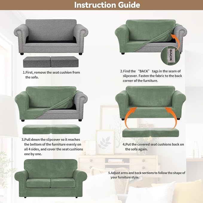 WEERRW Velvet Couch Covers for 2 Cushion Couch Sofa - Image 6