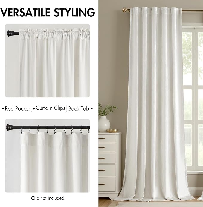MIULEE White Velvet Curtains 84 inches - Image 2