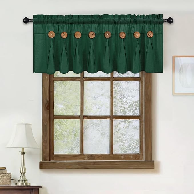 FRAMICS Farmhouse Valance Curtains, Boho Cotton Linen Kitchen Valance, Country - Image 6