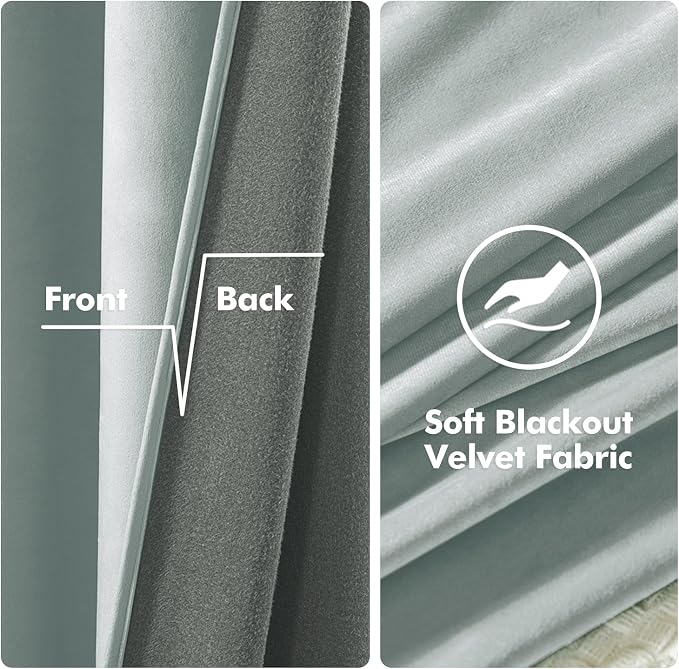 MIULEE Velvet Curtains Misty Blue Elegant Grommet Thermal Insulated Soundproof - Image 3