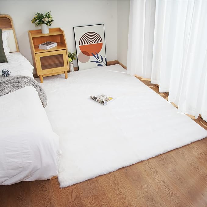Ghouse Ultra Soft Faux Rabbit Fur Rug 4x6, Machine Washable Area Rugs - Image 2