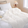 Cream White Fleece Throw Blanket 108”×90” by linecooo