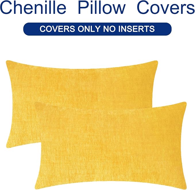 CaliTime Throw Pillow Covers Decorative 12 X 20 Inches Pack of 2 Cozy Chenille - Image 6