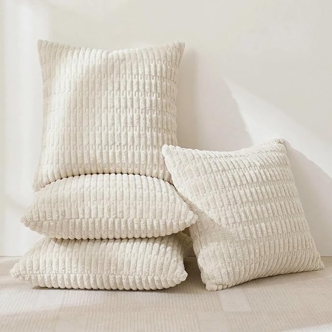 Fancy Homi 4 Packs Boho Cream Decorative Throw Pillow Covers 26x26 Inch - Image 2