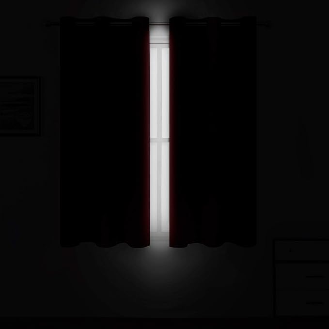LEMOMO Red Blackout Curtains 34 x 63 Inch Length/Set of 2 Curtain - Image 3