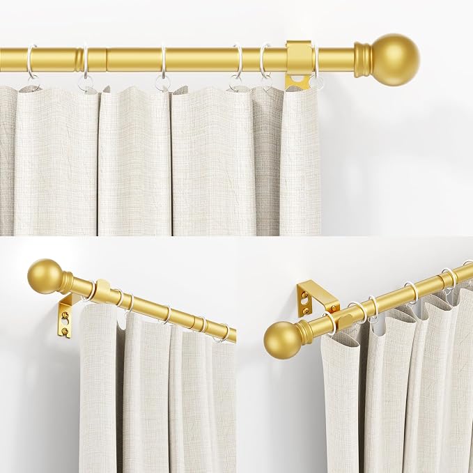 Thestoa Gold Curtain Rods for Windows 48 to 84-92 Inch, Stainless Steel Long - Image 2