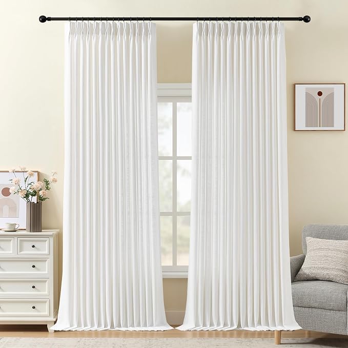 102 Inch Linen Pleated Curtains by IVAPUPU