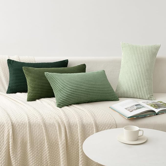 MIULEE Boho Farmhouse Sage Green Throw Pillow Covers 12x20 Inch Set of 4 - Image 4