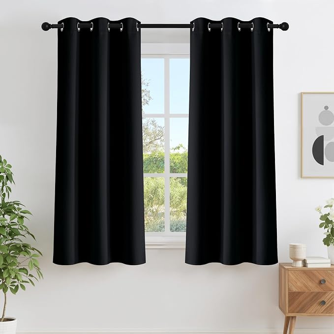 NICETOWN Black Out Curtains 63 inches Long, Grommet Blackout Window Treatment by NICETOWN