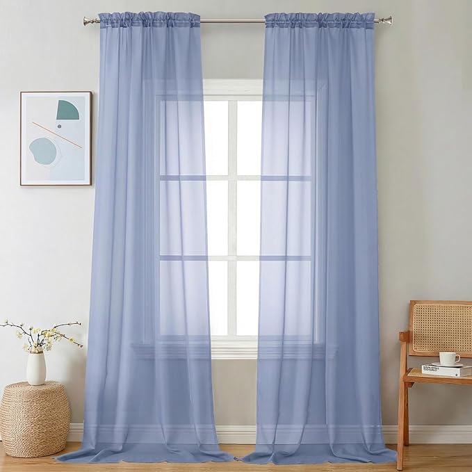 Chyhomenyc Sheer Curtains 108 Inch Length 2 Panels Set by Chyhomenyc