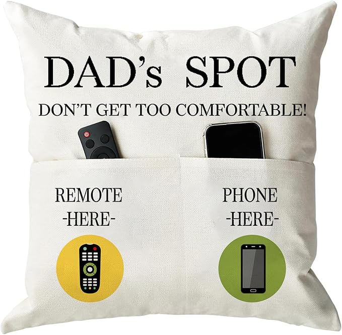 ONFAON Father's Day Throw Pillow Case, Dad's Spot Throw Pillow Covers 18 x 18 by ONFAON