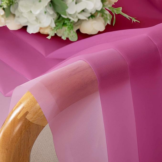 Lecloud Hot Pink Sheer Curtains 63 Inch Length 2 Pcs, Solid Voile Long Light - Image 7