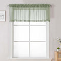 Lecloud Sage Green Sheer Curtains 18 Inch Length 2 Pcs, Cafe Kitchen Curtains by Lecloud