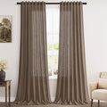 Light Brown Linen Curtains 90 Inch Length 2 Panels Set by Nanspring