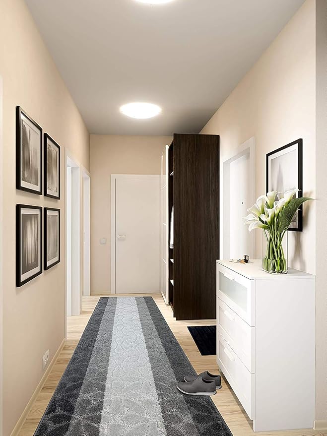 24 Ft Gray Extra Long Hallway Runner Rug, Non Slip Washable, Pet Friendly | - Image 2
