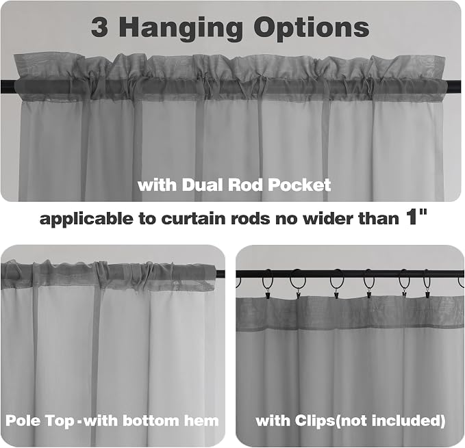 Chyhomenyc Charcoal Grey Sheer Valances - Image 5
