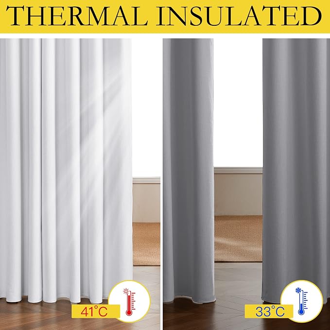 NICETOWN 100% Absolutely Blackout Linen Curtains - Image 4