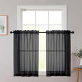Cafe Curtains 36 Inch Length Tier 2 Pieces, Modern Soft Airy Sheer Kitchen by WelvetBLK