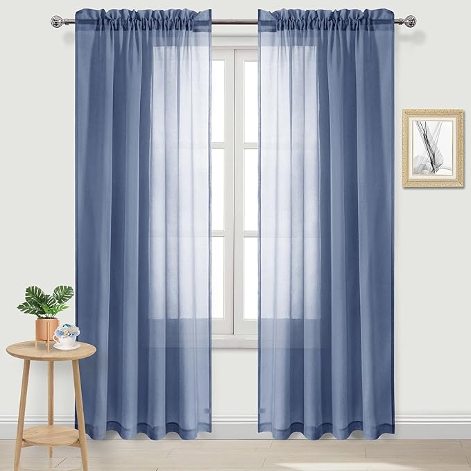 DWCN Sheer Curtains Semi Transparent Voile Rod Pocket Curtains by DWCN