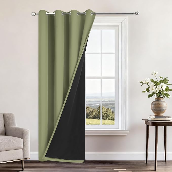 Yakamok 100% Blackout Curtains 84 Inches Long, 2 Thick Layers Heat and Full by Yakamok