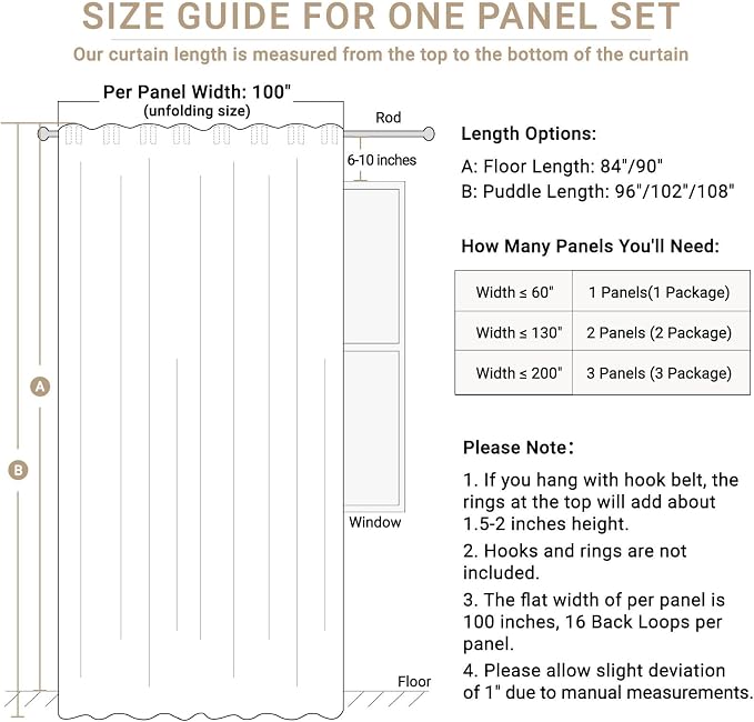 Faux Linen Total Blackout Sliding Door Curtains 84 Inches Long, Plaza Taupe | - Image 7