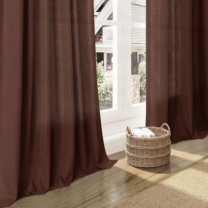 Nanspring Rustic Brown Linen Curtains 72 Inch Length - Image 6