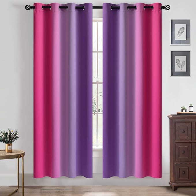 Yakamok Ombre Pink and Purple Curtains - Image 2