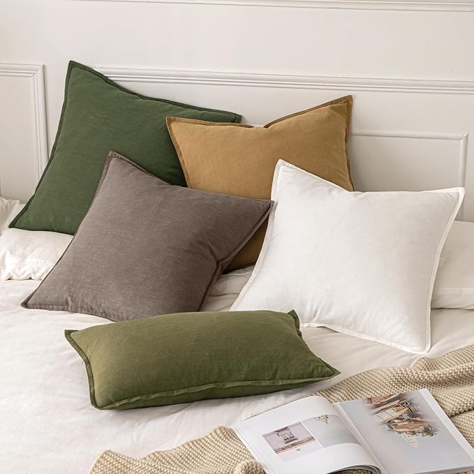 MIULEE Decorative Linen Euro Sham Pillow Covers 24x24 Malt Ball | Boho - Image 5