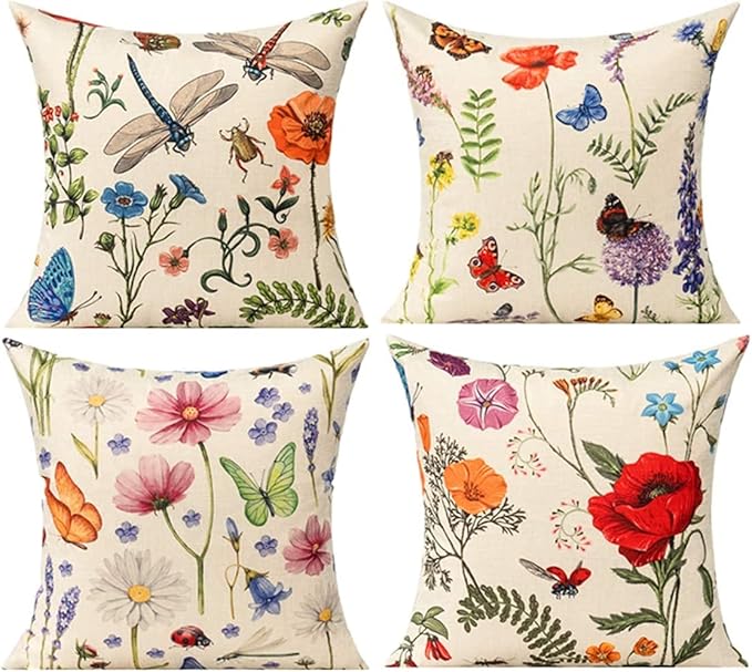 All Smiles Outdoor Patio Throw Pillow Covers 22x22 Set of 4 Summer Spring by AllSmiles