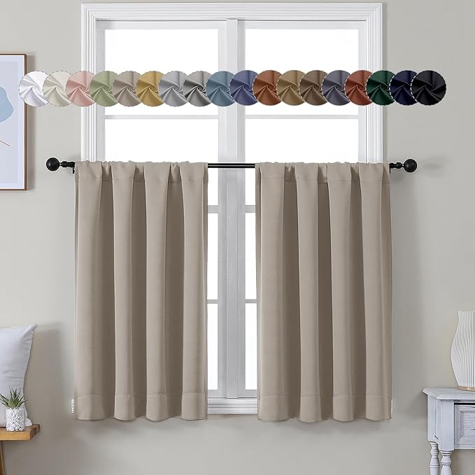 Simplebrand Ava Stone Short 36 Inches Blackout Curtain 2 Panels Set, Half by Simplebrand