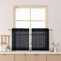 Chyhomenyc Black Sheer Curtains 24 Inch Length, Light Filtering Leaf Tufted by Chyhomenyc