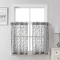Lecloud Leia Charcoal Grey Sheer Kitchen Curtains 30 Inch Length 2 Pcs by Lecloud