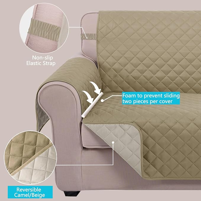 U-NICE HOME Loveseat Sofa Cover Reversible Couch Cover - Image 3