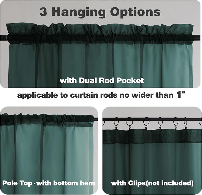 Chyhomenyc Hunter Green Sheer Valances - Image 5