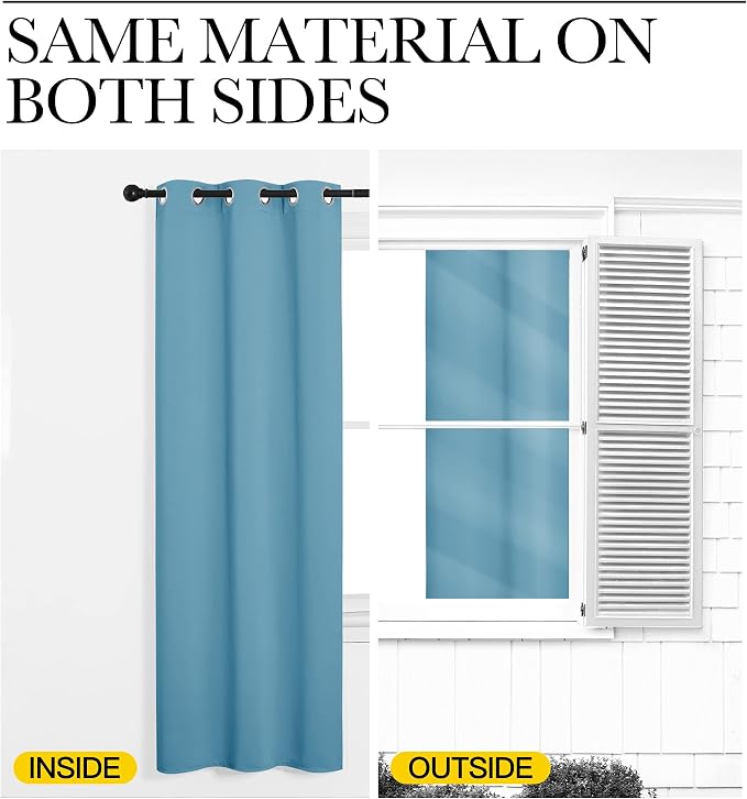 NICETOWN Teal Blue Blackout Curtains 120 inches Length - Image 5