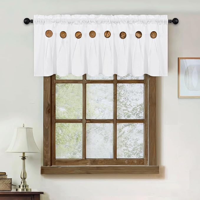 FRAMICS Farmhouse Valance Curtains, Boho Cotton Linen Kitchen Valance, Country - Image 3