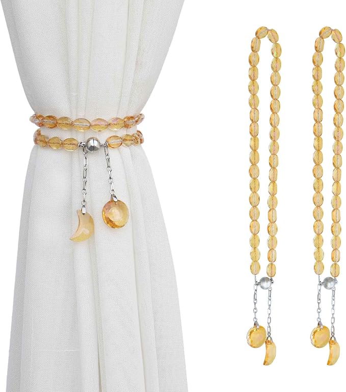 PEDOBO Magnetic Curtain Tiebacks, 2 Pack Crystal Beaded Sun & Moon Pendants by PEDOBO