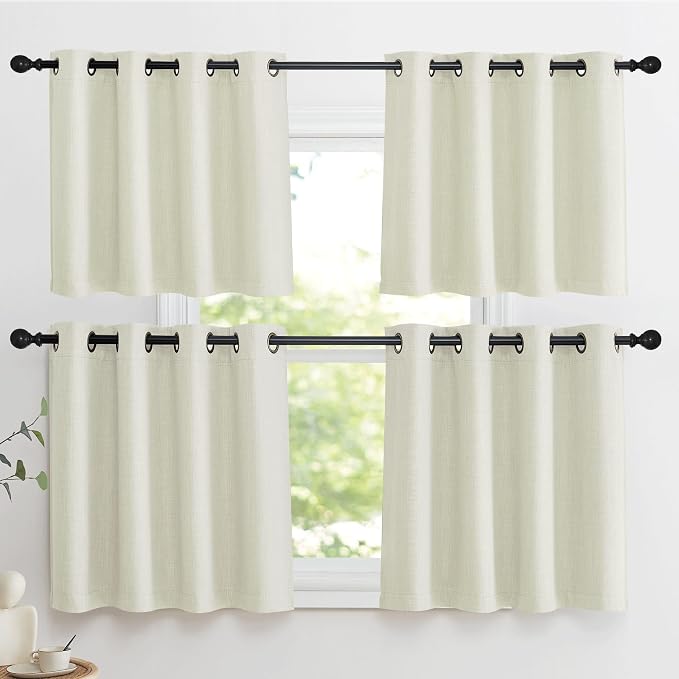 NICETOWN Natural Linen Room Darkening Curtain Valances for, Grommet Faux Linen - Image 7