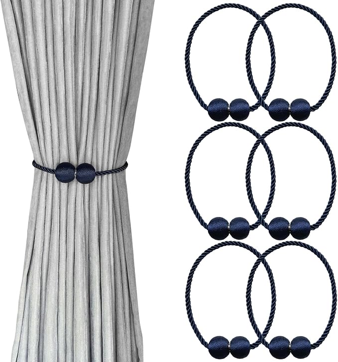 Melaluxe 6 Pack Magnetic Curtain Tiebacks, Decorative Curtain Holdbacks by Melaluxe