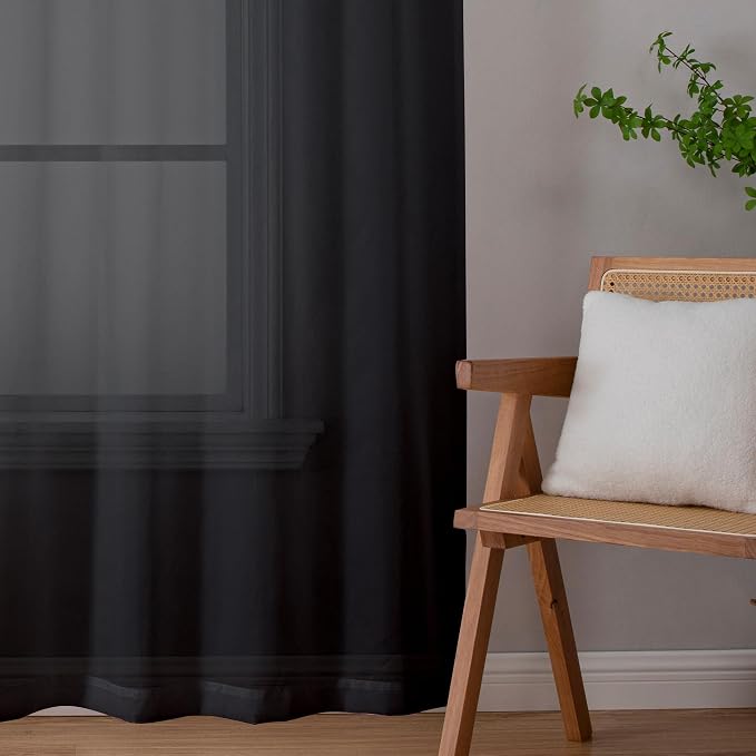 Aiyufeng Black Sheer Curtains 90" Long - Image 7